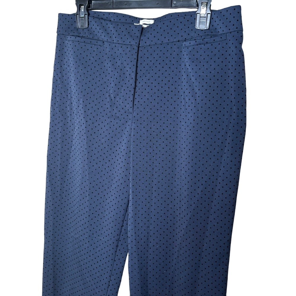 Talbots Heritage Navy Blue Polka Dot Straight Leg Dress Pants Womens 10 Career